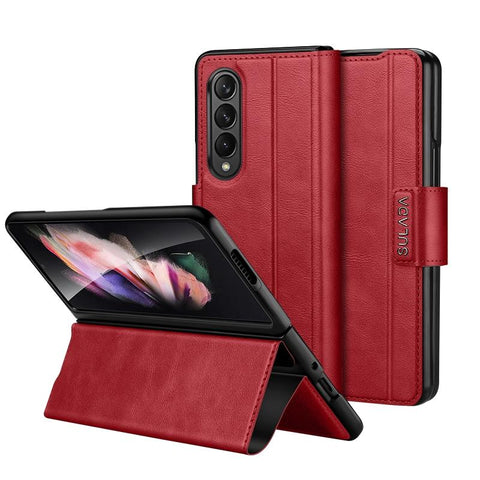 For Samsung Galaxy Z Fold4 5G Magnetic Snap Leather Flip Case All Inclusive Red Cases Covers & Skins