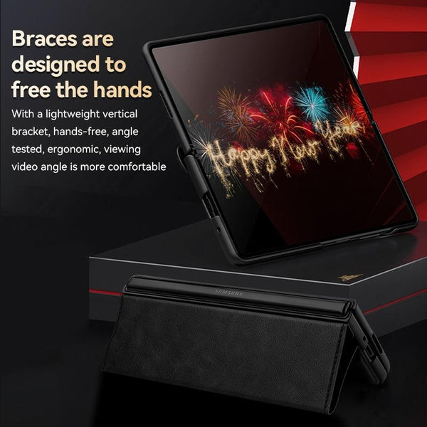 For Samsung Galaxy Z Fold4 5G Magnetic Snap Leather Flip Case All Inclusive Red Cases Covers & Skins