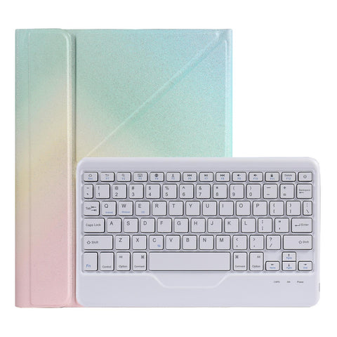 10.2 / 10.5 Inch Bluetooth Keyboard Tablet Case With Triangle Holder & Pen Slot Gradient Rainbow Laptop Cases & Bags