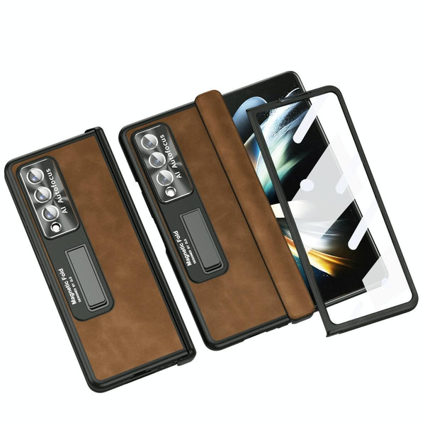 For Samsung Galaxy Z Fold4 5G Napa Texture All In One Phone Case Black Cases Covers & Skins