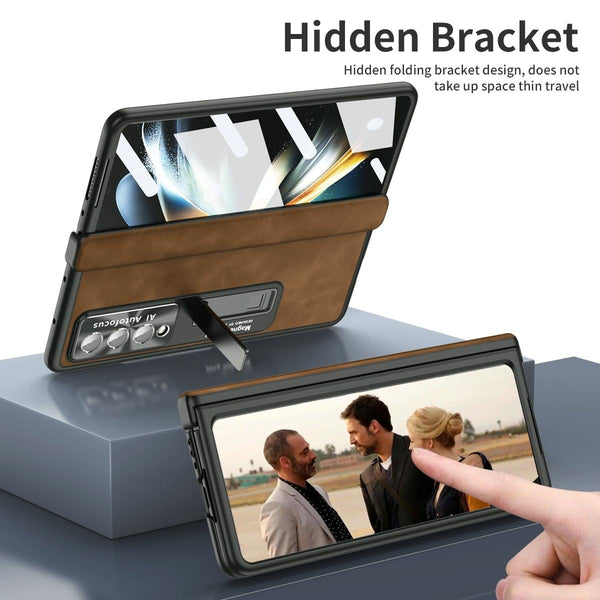 For Samsung Galaxy Z Fold4 5G Napa Texture All In One Phone Case Black Cases Covers & Skins