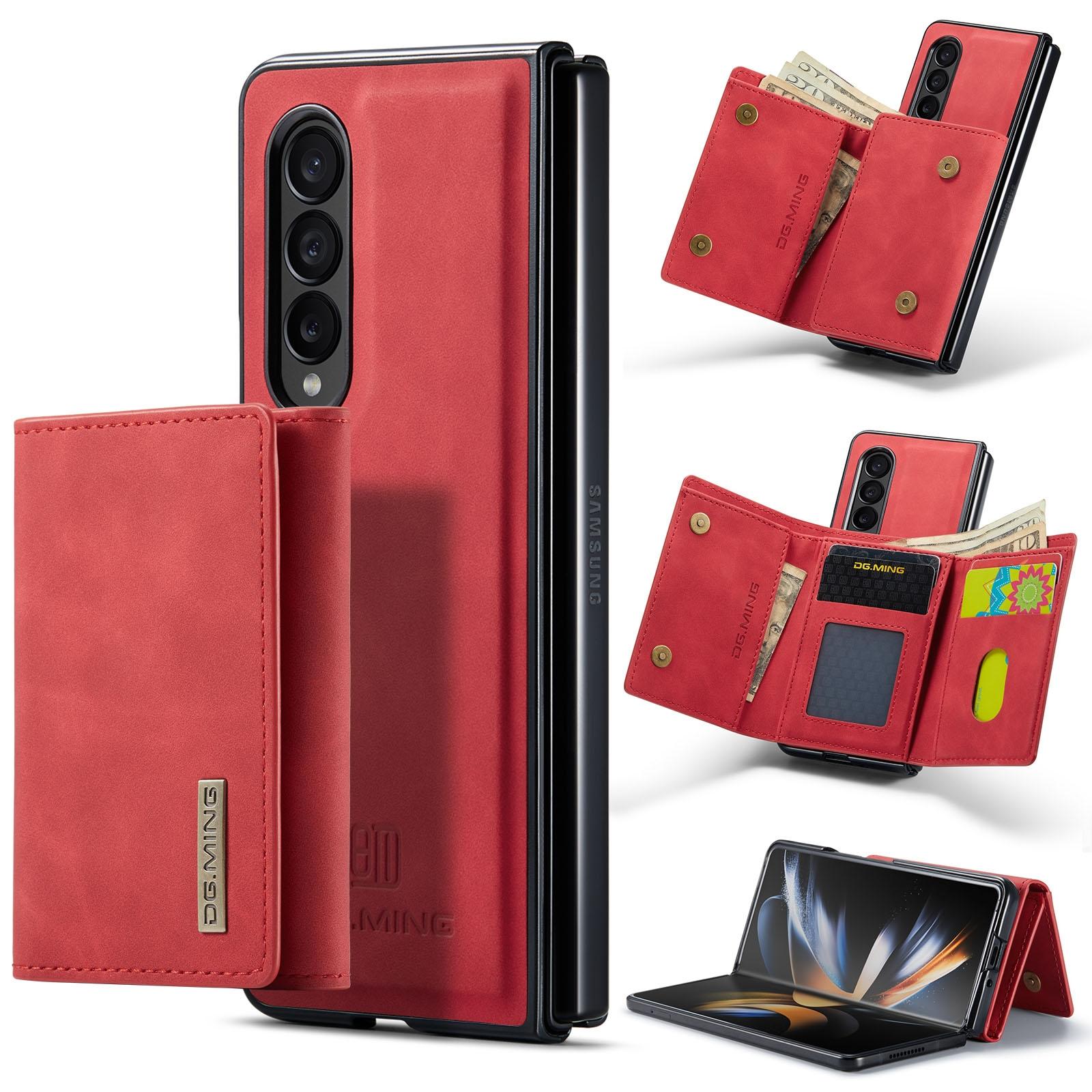 For Samsung Galaxy Z Fold4 5G Wallet Case 3 Multi Card Holder Red Cases Covers & Skins