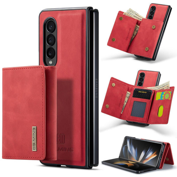 For Samsung Galaxy Z Fold4 5G Wallet Case 3 Multi Card Holder Red Cases Covers & Skins