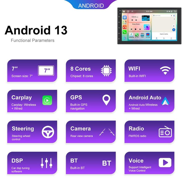 Universal Wireless Carplay Navigation Center 13.0 Monitor + Ahd Camera 9Inch Other Car Video
