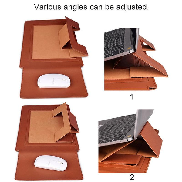 14.1 Inch Laptop Sleeve Leather Case With Small Storage Bag Yellow Laptop Cases & Bags