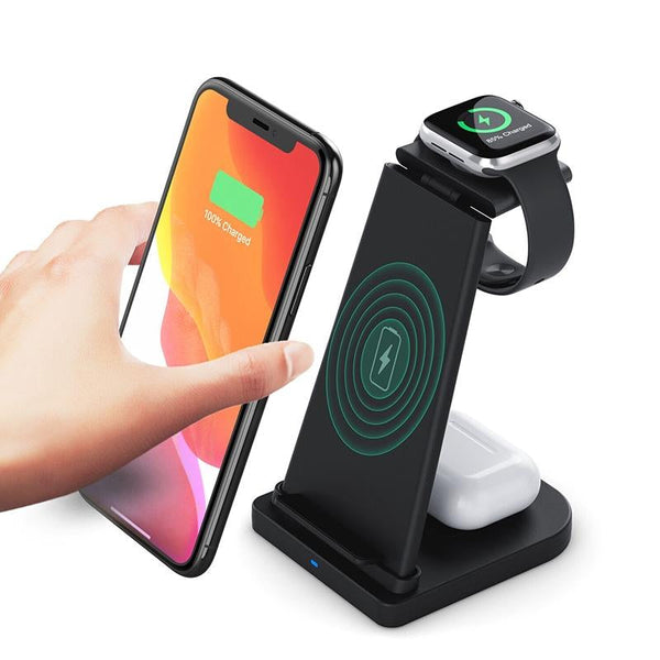 3 In 1 Foldable Charging Stand For Iphones Apple Watch And Airpods Black Chargers & Cradles
