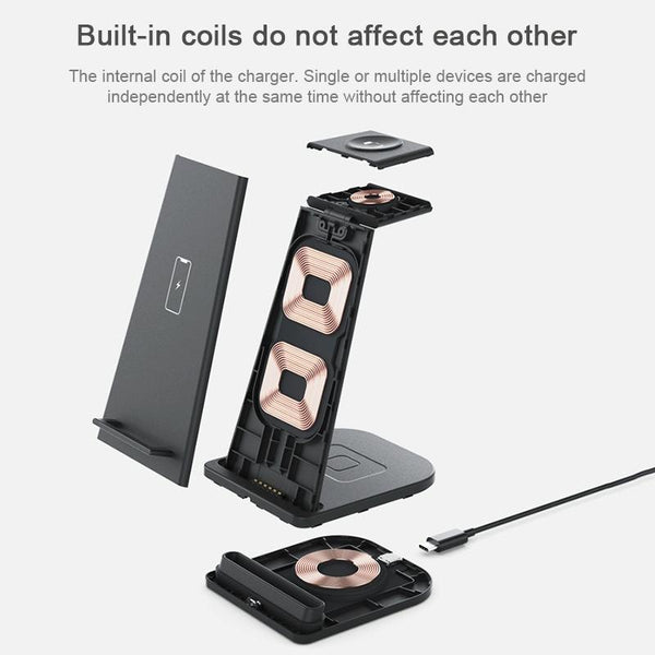 3 In 1 Foldable Charging Stand For Iphones Apple Watch And Airpods Black Chargers & Cradles