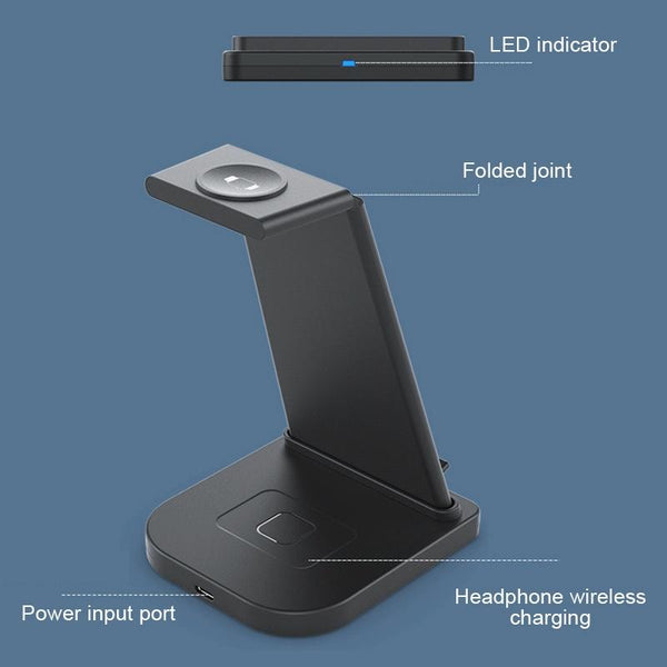 3 In 1 Foldable Charging Stand For Iphones Apple Watch And Airpods Black Chargers & Cradles