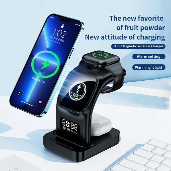 15W Magnetic Wireless Charger With Clock Black Chargers & Cradles