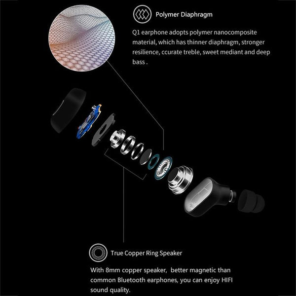 Wireless Sports Bluetooth 5.0 Earphones Binaural Stereo Black Earbuds