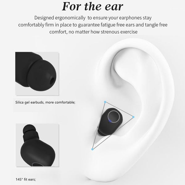 Wireless Sports Bluetooth 5.0 Earphones Binaural Stereo Black Earbuds