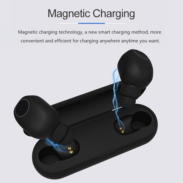 Wireless Sports Bluetooth 5.0 Earphones Binaural Stereo Black Earbuds