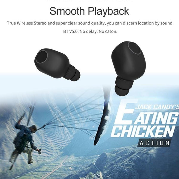 Wireless Sports Bluetooth 5.0 Earphones Binaural Stereo Black Earbuds