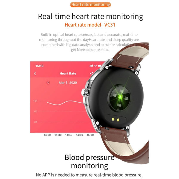 1.3 Inch Ips Colour Touch Screen Smart Watch Ip67 Waterproof Support Weather Forecast Heart Rate Monitor Sleep Blood Pressure Monitoring Black Smart W