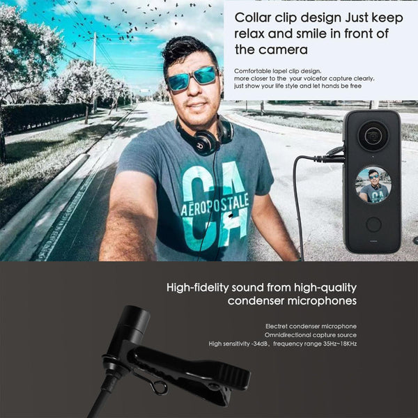 Parallel Deals For Insta360 One X2 Lavalier Clip Microphone Audio And Video Recording Microphones
