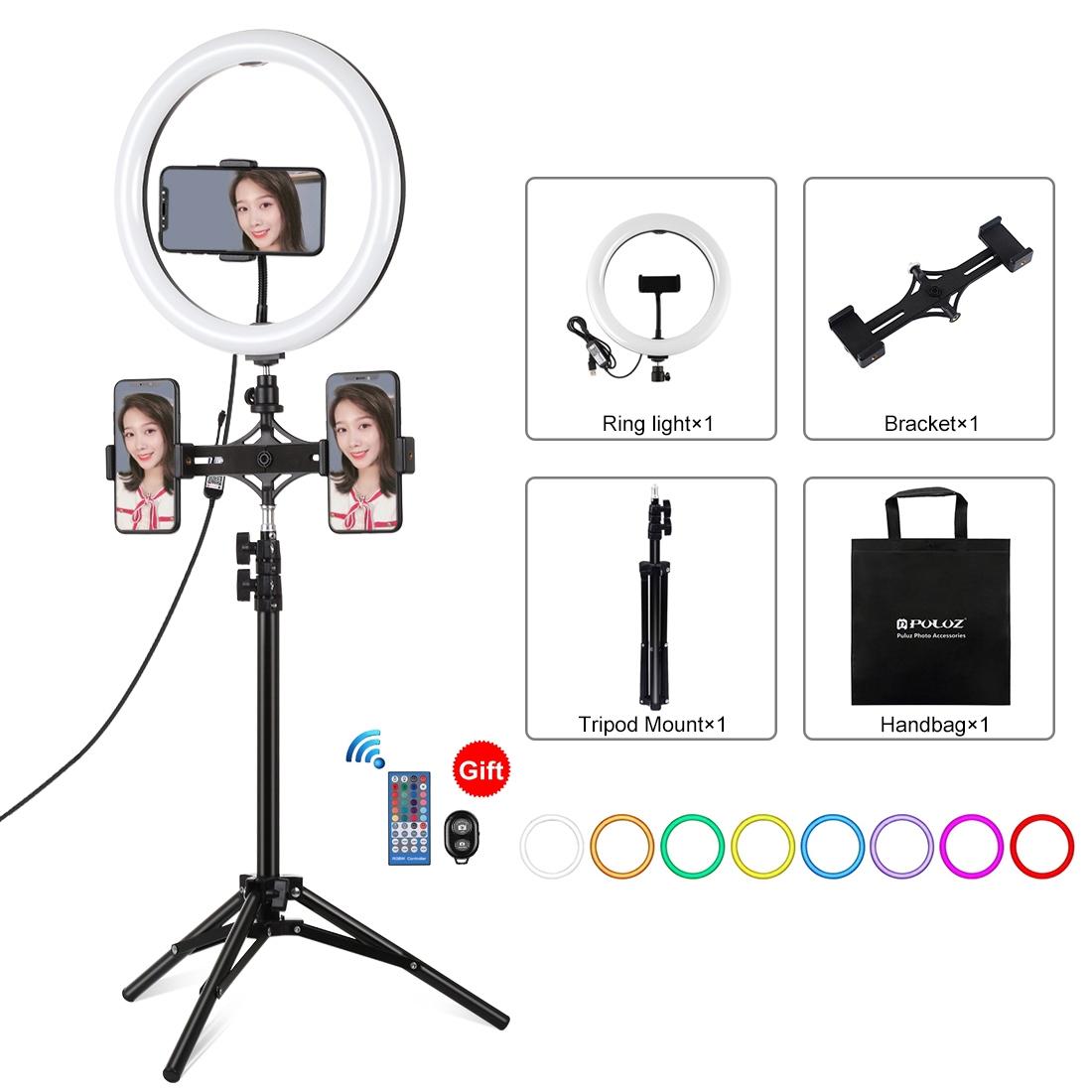 10.2 Curved Rgbw Led Ring Light Kit With Tripod Dual Phone Brackets Remote And Clamp Other Lighting & Studio
