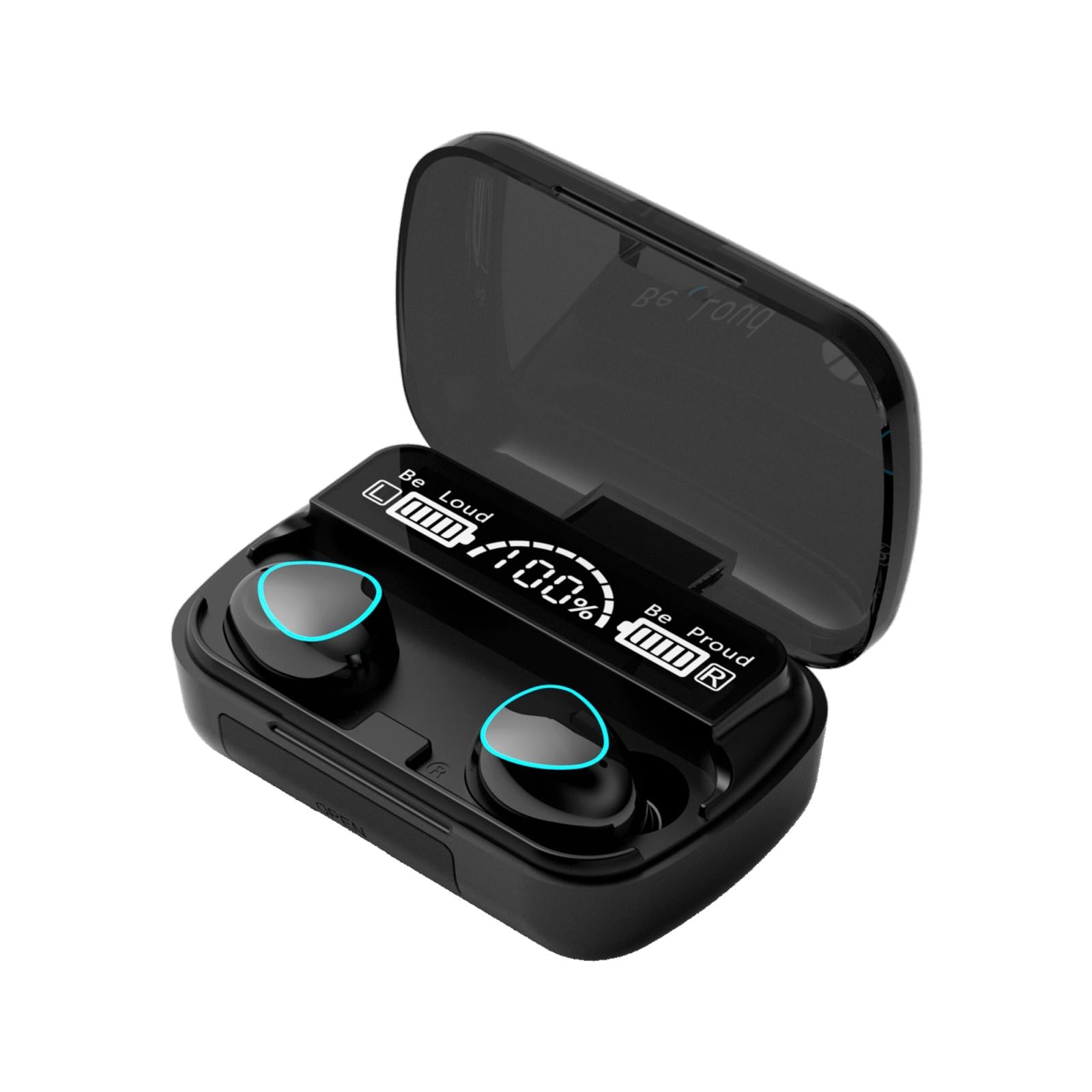 Wireless Bluetooth 5.0 Earphones With Digital Display And Charging Box Black Earbuds