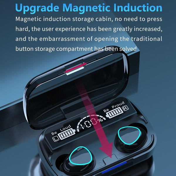 Wireless Bluetooth 5.0 Earphones With Digital Display And Charging Box Black Earbuds