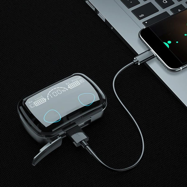 Wireless Bluetooth 5.0 Earphones With Digital Display And Charging Box Black Earbuds