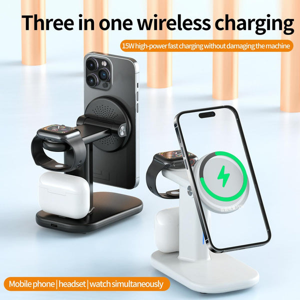 3 In 1 Magnetic Wireless Charger Stand 15W Black Chargers & Cradles