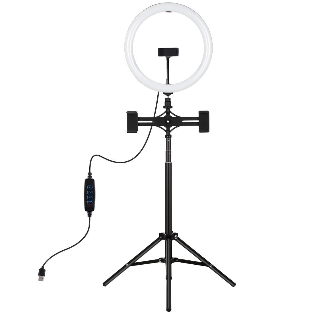 11.8 Inch Led Ring Light Kit With Tripod Dual Phone Bracket For Audio And Video Selfie Lights