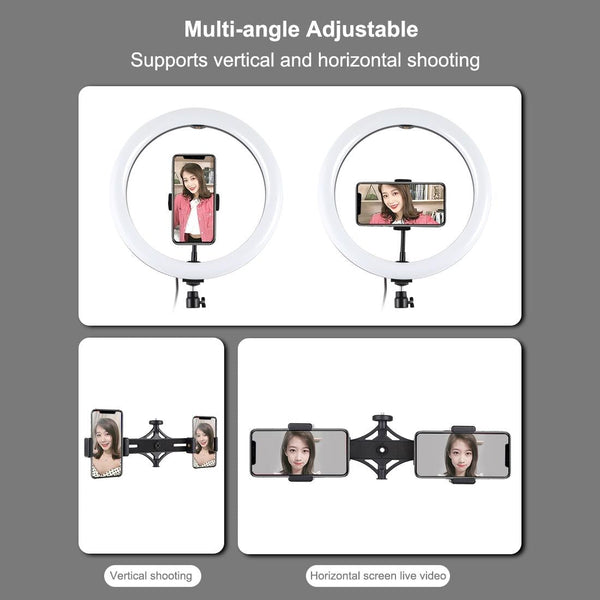 11.8 Inch Led Ring Light Kit With Tripod Dual Phone Bracket For Audio And Video Selfie Lights