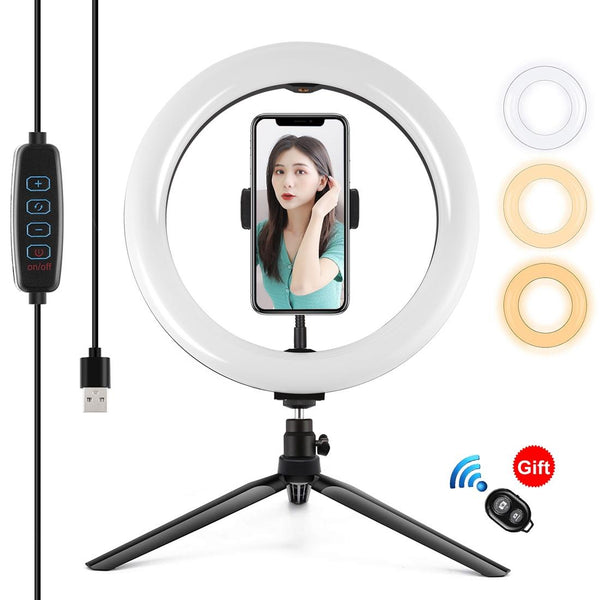 10.2 Led Ring Light With Tripod And Phone Clamp 3 Modes Dual Colour Temperature Dimmable Other Lighting & Studio