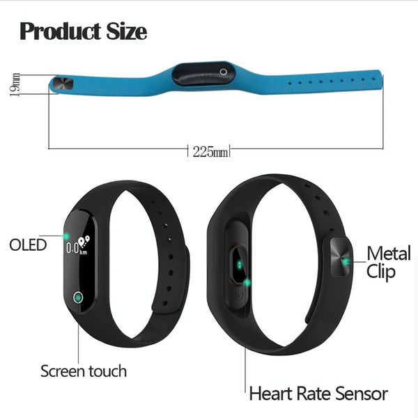 Waterproof Oled Smart Bracelet With Bluetooth Hr Monitor Pedometer Remote Capture Android Ios Black Activity Trackers
