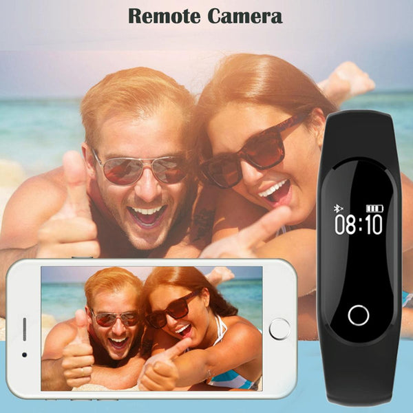 Waterproof Oled Smart Bracelet With Bluetooth Hr Monitor Pedometer Remote Capture Android Ios Black Activity Trackers