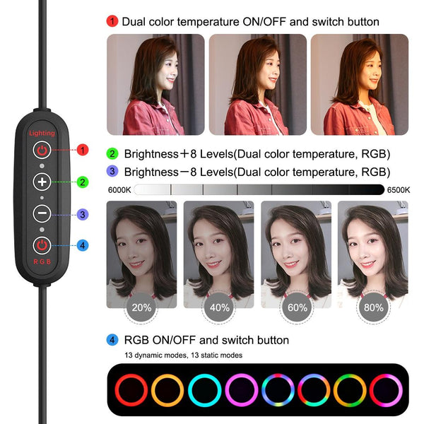 10.2 Marquee Led Beauty Light With Tripod And Remote Dual Colour Ring For Vlogging Photography Other Lighting & Studio