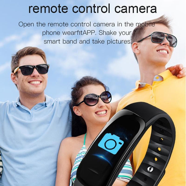 Smart Bracelet With Call Reminder Hr / Bp Monitoring Sleep Sedentary Tracking And Remote Control Black Activity Trackers