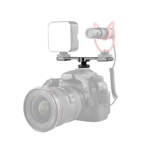 Aluminum Dual Cold Shoe Mount Adapter Extension Bracket For Audio And Video Use Cables & Adapters
