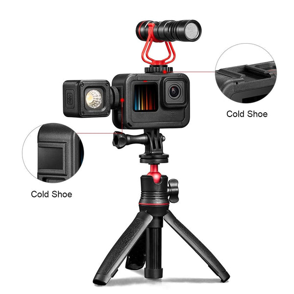 Gopro Hero12 Cage With Cold Shoe Base Slot Camera Cases Bags & Covers