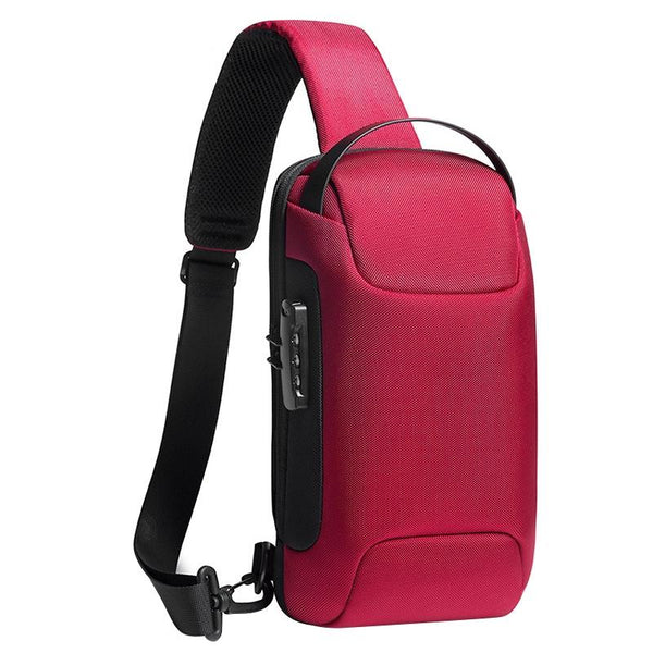 Waterproof Anti Theft Crossbody Chest Bag Men Oxford Cloth 34X18x10cm Black Bags