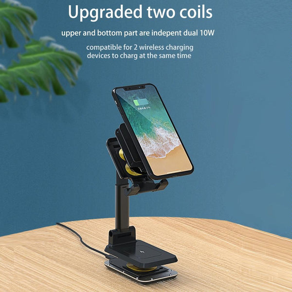 2 In 1 Wireless Charging Stand Double Charge White Chargers & Cradles