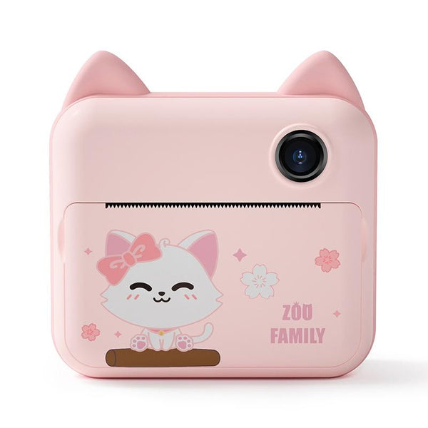 32Gb Children Instant Camera With Dual Lens And Mini Print Pink Cat Digital Cameras