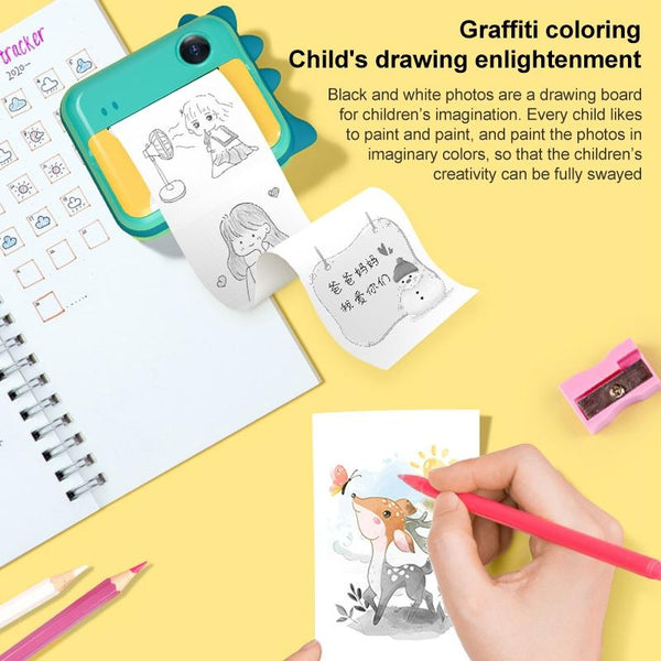 32Gb Children Instant Camera With Dual Lens And Mini Print Pink Cat Digital Cameras