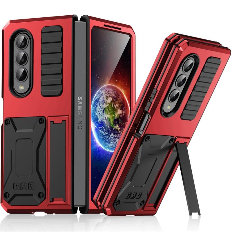 For Samsung Galaxy Z Fold4 5G Shockproof Metal Case With Holder Red Cases Covers & Skins