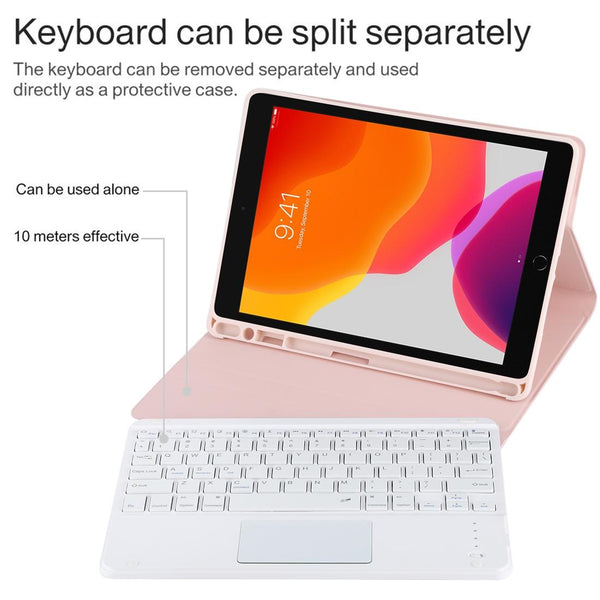 Bluetooth Keyboard & Tablet Case For Ipad 10.2 / Air 2019 Detachable Touch Pad Pen Slot Holder Microfiber Leather Black White Keyboards