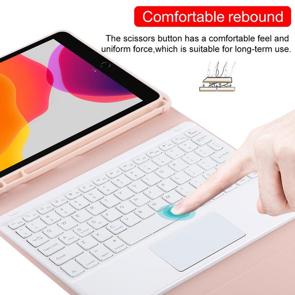 Bluetooth Keyboard & Tablet Case For Ipad 10.2 / Air 2019 Detachable Touch Pad Pen Slot Holder Microfiber Leather Black White Keyboards