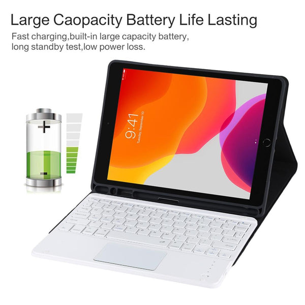 Bluetooth Keyboard & Tablet Case For Ipad 10.2 / Air 2019 Detachable Touch Pad Pen Slot Holder Microfiber Leather Black White Keyboards