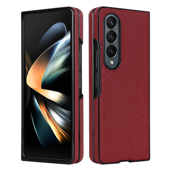 For Samsung Galaxy Z Fold4 5G Foldable Cross Pattern Phone Case Compact Design Red Other Mobile Accessories