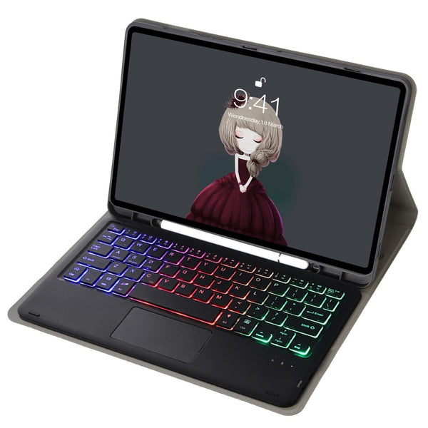 Bluetooth Keyboard Leather Case For Ipad Air / Pro 11 Touch Pad Backlight Pen Slot Gold Keyboards