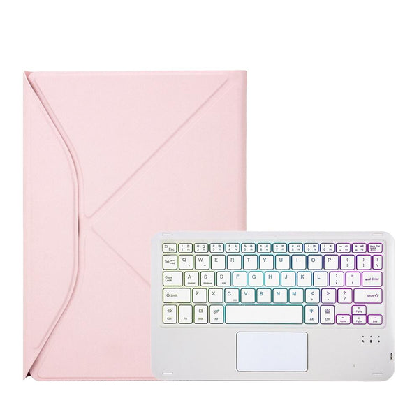 Bluetooth Keyboard Leather Case For Ipad 10.2 Touchpad Backlight Pen Slot 2021 / 2020 2019 Pink Keyboards