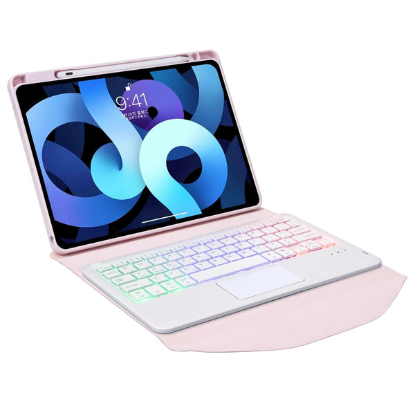 Bluetooth Keyboard Leather Case For Ipad 10.2 Touchpad Backlight Pen Slot 2021 / 2020 2019 Pink Keyboards