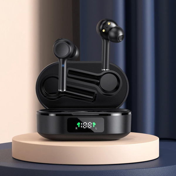 Wireless Bluetooth 5.0 Earphone With Digital Display And Noise Reduction Black Earbuds