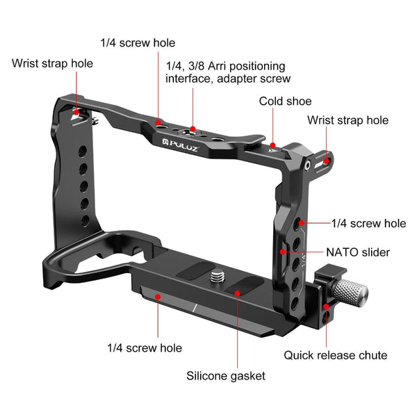 Metal Camera Cage Stabilizer For Sony A6700 Black Audio Video Equipment Stabilizers