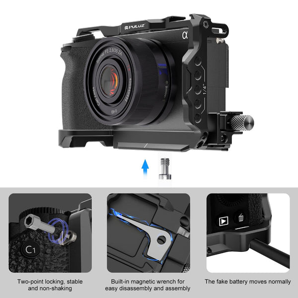 Metal Camera Cage Stabilizer For Sony A6700 Black Audio Video Equipment Stabilizers