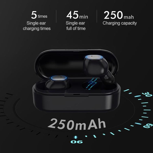 Wireless Sports Bluetooth Earphones Binaural Stereo 5.0 Black Earbuds