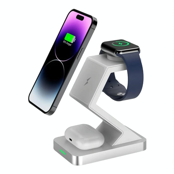 15W 3 In Magnetic Wireless Charger For Iphone Watch Airpods Black Chargers & Cradles